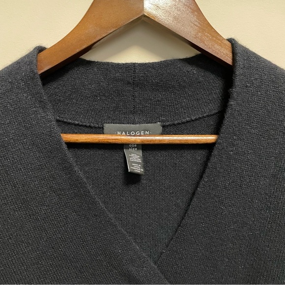 Halogen Black 100% Cashmere Poncho One Size Fits All V-neck Women - Picture 3 of 9